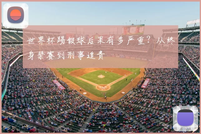 世界杯踢假球后果有多严重？从终身禁赛到刑事追责